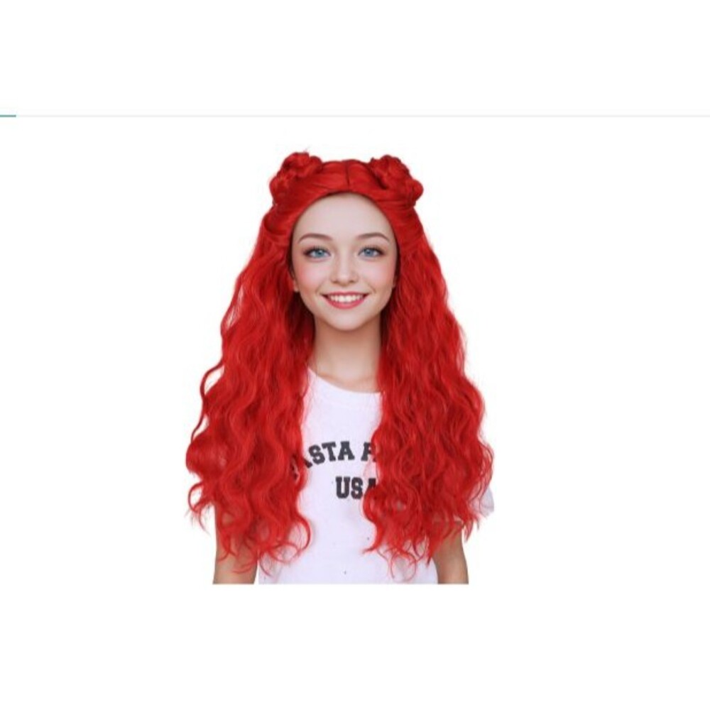 Long Cosplay Wig for Women Red Wavy High Temperature Fiber Wig Color Ground